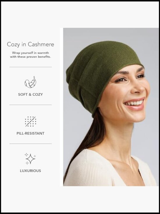 100% Cashmere Slouchy Beanie Winter Hat Soft Warm Stretchy main image 5